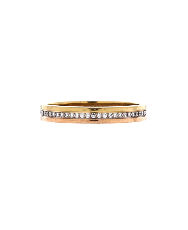 Pre-Owned Cartier Pre-Owned Cartier Vendome Louis Cartier Wedding Band Ring 18K Tricolor Gold with Diamonds