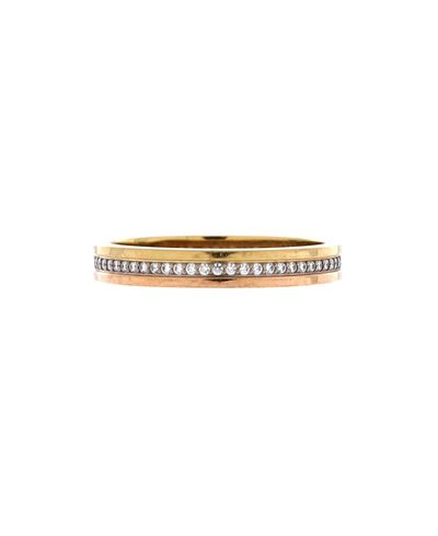 Pre-Owned Cartier Pre-Owned Cartier Vendome Louis Cartier Wedding Band Ring 18K Tricolor Gold with Diamonds