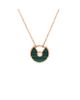 Pre-owned Cartier Pre-Owned Cartier Xs Amulette de Cartier Pendant Necklace 18K Rose Gold with Malachite and Diamond, 16 - 1
