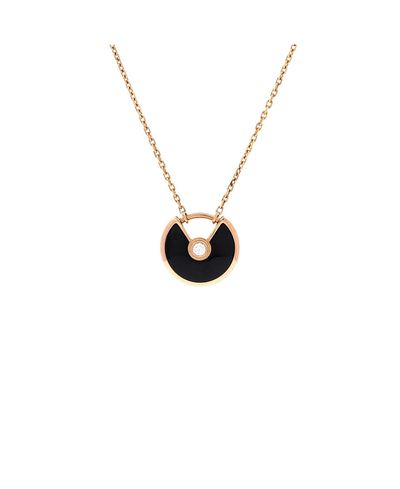 Pre-owned Cartier Pre-Owned Cartier Xs Amulette de Cartier Pendant Necklace 18K Rose Gold with Onyx and Diamond, 16