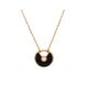 Pre-owned Cartier Pre-Owned Cartier Xs Amulette de Cartier Pendant Necklace 18K Rose Gold with Onyx and Diamond, 16.5 - 1