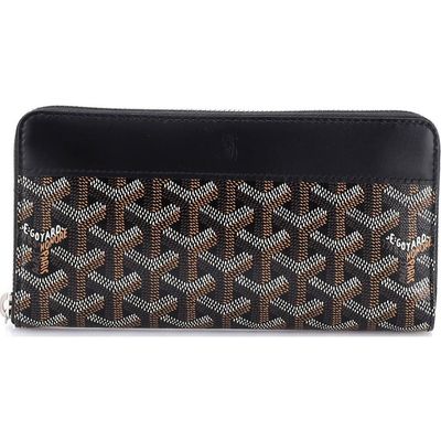 Pre-owned Goyard Pre-Owned Goyard Matignon Zip Wallet Coated Canvas with Leather