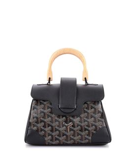 Pre-owned Goyard Pre-Owned Goyard Mini Saigon Top Handle Bag Coated Canvas with Leather