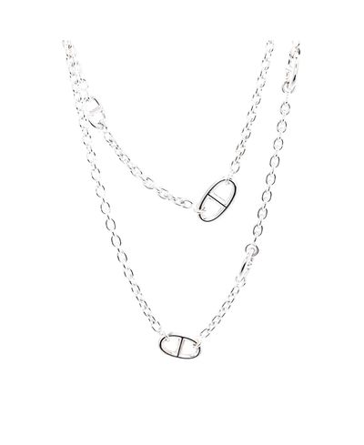 Pre-owned Hermes Pre-Owned HERMES 120 Farandole Long Necklace Sterling Silver, 47