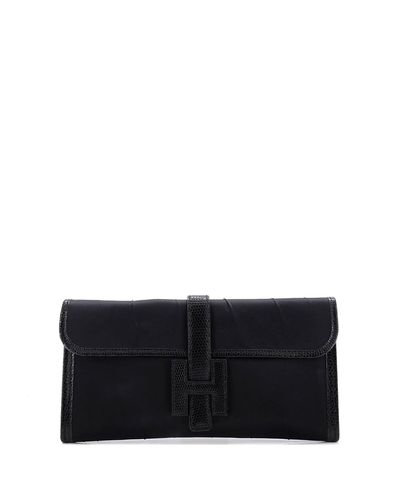 Pre-owned Hermes Pre-Owned HERMES 29 Jige Elan Clutch Satin with Lizard