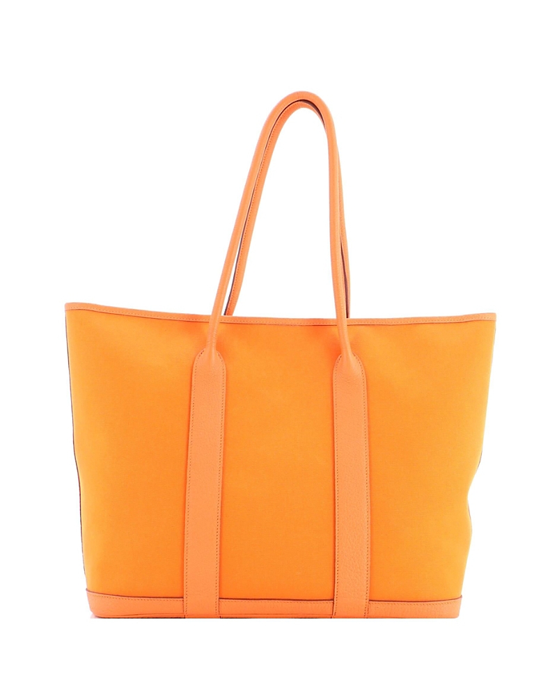 Pre-owned Hermes Pre-Owned HERMES 36 Garden Party Zip Tote Toile and Leather