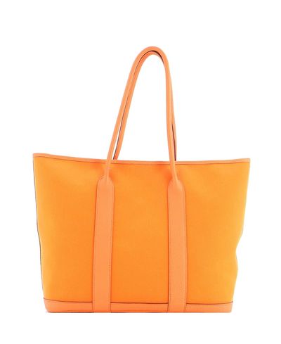 Pre-owned Hermes Pre-Owned HERMES 36 Garden Party Zip Tote Toile and Leather