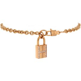 Pre-Owned Hermes Pre-Owned Hermes Amulettes Cadenas Pendant Bracelet 18K Rose Gold with Diamonds
