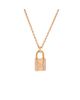 Pre-owned Hermes Pre-Owned HERMES Amulettes Cadenas Pendant Necklace 18K Rose Gold with Diamonds, 16 - 1