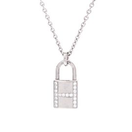 Pre-Owned Hermes Pre-Owned Hermes Amulettes Cadenas Pendant Necklace 18K White Gold with Diamonds