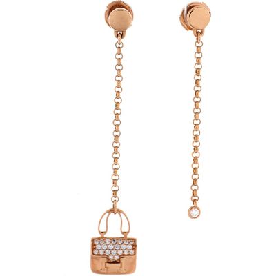 Pre-Owned Hermes Pre-Owned Hermes Amulettes Constance Drop Earrings 18K Rose Gold with Diamonds