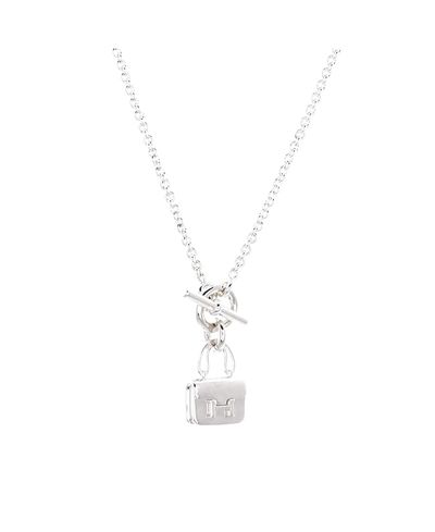 Pre-owned Hermes Pre-Owned HERMES Amulettes Constance Pendant Nm Necklace Sterling Silver, 16