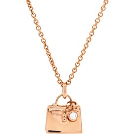 Pre-Owned Hermes Pre-Owned Hermes Amulettes Kelly Pendant NM Necklace 18K Rose Gold with Diamond