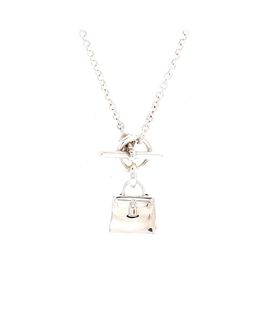 Pre-owned Hermes Pre-Owned HERMES Amulettes Kelly Pendant Nm Necklace Sterling Silver, 16