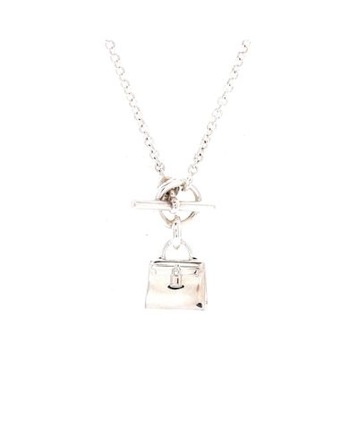 Pre-owned Hermes Pre-Owned HERMES Amulettes Kelly Pendant Nm Necklace Sterling Silver, 16