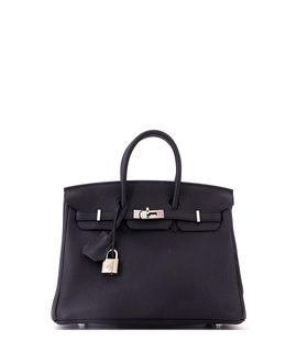 Pre-owned Hermes Pre-Owned HERMES Birkin 25 Handbag Black Togo with Palladium Hardware