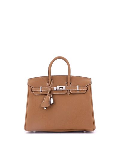 Pre-owned Hermes Pre-Owned HERMES Birkin 25 Handbag Brown Togo with Palladium Hardware
