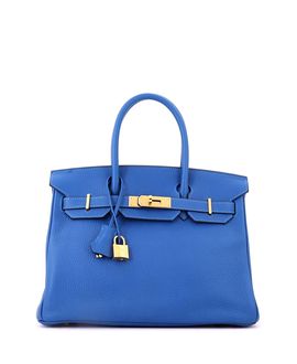 Pre-owned Hermes Pre-Owned HERMES Birkin 30 Clemence Gold Tone Satchel