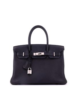 Pre-owned Hermes Pre-Owned HERMES Birkin 30 Handbag Black Fjord with Palladium Hardware