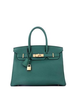 Pre-owned Hermes Pre-Owned HERMES Birkin 30 Handbag Green Togo with Gold Hardware