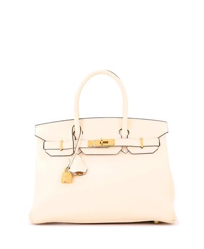 Pre-owned Hermes Pre-Owned HERMES Birkin 30 Handbag Light Clemence with Gold Hardware