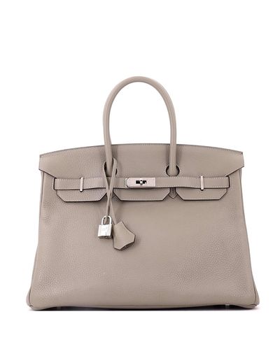 Pre-owned Hermes Pre-Owned HERMES Birkin 35 Handbag Green Clemence with Palladium Hardware
