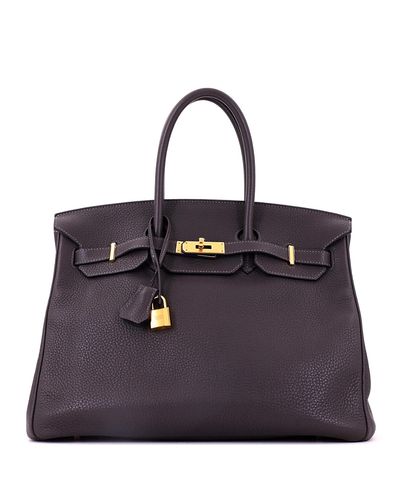Pre-owned Hermes Pre-Owned HERMES Birkin 35 Handbag Grey Clemence with Gold Hardware