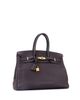 Pre-owned Hermes Pre-Owned HERMES Birkin 35 Handbag Grey Clemence with Gold Hardware - 3