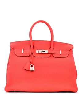 Pre-owned Hermes Pre-Owned HERMES Birkin 35 Leather Palladium Tote