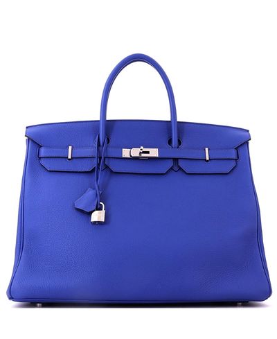 Pre-owned Hermes Pre-Owned HERMES Birkin 40 Handbag Blue Togo with Palladium Hardware