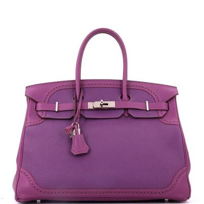 Pre-Owned Hermes Pre-Owned Hermes Birkin Ghillies Bag Purple Togo and Swift with Palladium Hardware 35