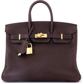 Pre-Owned Hermes Pre-Owned Hermes Birkin Handbag Brown Barenia Faubourg with Gold Hardware 25 