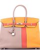 Pre-Owned Hermes Pre-Owned Hermes Birkin Handbag Cascade Tricolor Clemence and Swift with Brushed Palladium Hardware 35 - 1