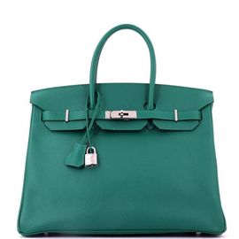 Pre-Owned Hermes Pre-Owned Hermes Birkin Handbag Green Epsom with Palladium Hardware 35 