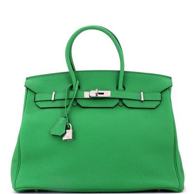Pre-Owned Hermes Pre-Owned Hermes Birkin Handbag Green Togo with Palladium Hardware 35 