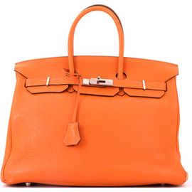 Pre-Owned Hermes Pre-Owned Hermes Birkin Handbag Orange Clemence with Palladium Hardware 35
