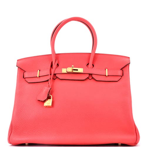 Pre-Owned Hermes Pre-Owned Hermes Birkin Handbag Pink Clemence with Gold Hardware 35