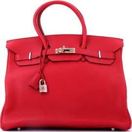 Pre-Owned Hermes Pre-Owned Hermes Birkin Handbag Red Vache Trekking with Palladium Hardware 35 