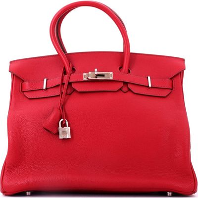 Pre-Owned Hermes Pre-Owned Hermes Birkin Handbag Red Vache Trekking with Palladium Hardware 35 