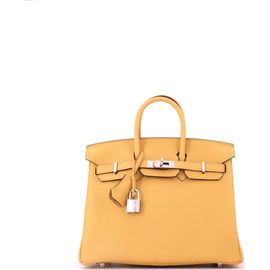 Pre-Owned Hermes Pre-Owned Hermes Birkin Handbag Yellow Togo with Palladium Hardware 25 