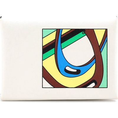 Pre-Owned Hermes Pre-Owned Hermes Calvi Duo Card Holder Printed Leather