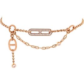 Pre-owned Hermes Pre-Owned HERMES Chaine d'Ancre Chaos Bracelet 18K Rose Gold with Diamonds