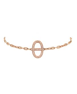 Pre-owned Hermes Pre-Owned HERMES Chaine d'Ancre Contour Bracelet 18K Rose Gold with Diamonds
