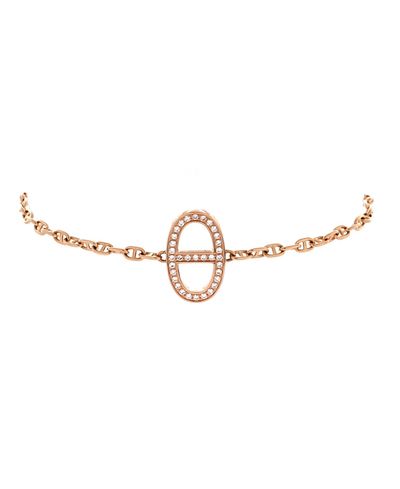 Pre-owned Hermes Pre-Owned HERMES Chaine d'Ancre Contour Bracelet 18K Rose Gold with Diamonds