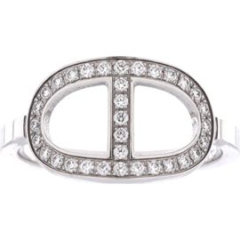 Pre-Owned Hermes Pre-Owned Hermes Chaine d'Ancre Contour Ring 18K White Gold and Diamonds Medium