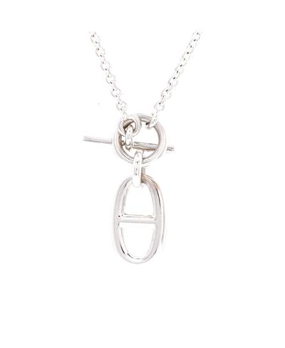 Pre-owned Hermes Pre-Owned HERMES Chaine d'Ancre Pendant Necklace Sterling Silver, 16