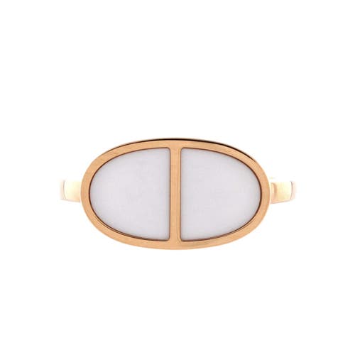 Pre-Owned Hermes Pre-Owned Hermes Chaine d'Ancre Verso Ring 18K Rose Gold with Ceramic Small