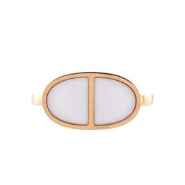 Pre-Owned Hermes Pre-Owned Hermes Chaine d'Ancre Verso Ring 18K Rose Gold with Ceramic Small