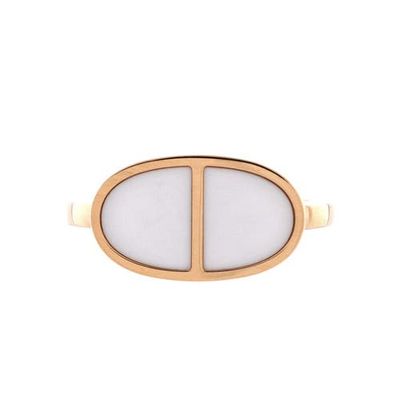 Pre-Owned Hermes Pre-Owned Hermes Chaine d'Ancre Verso Ring 18K Rose Gold with Ceramic Small