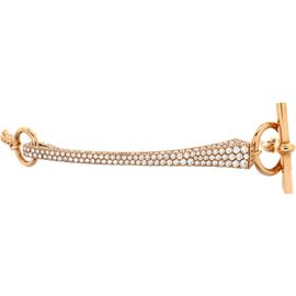 Pre-Owned Hermes Pre-Owned Hermes Clou de Forge Chain Bracelet 18K Rose Gold with Pave Diamonds 
